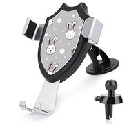 Easter Day White Bunny Rabbit Heads on Grey Car Phone Mount Stand, Hands Free Cell Mobile Phone Holder, Non-Slip Ultra Stable Universal Fit Automobile Clamp Cradle