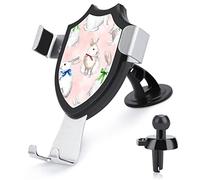 Easter Day White Bunny Rabbit on Light Pink Car Phone Mount Stand, Hands Free Cell Mobile Phone Holder, Non-Slip Ultra Stable Universal Fit Automobile Clamp Cradle