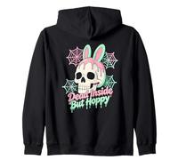 Easter Dead Inside But Hoppy Skull Bunny Pastel Goth Zip Hoodie