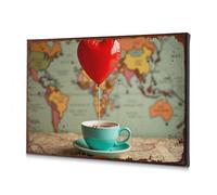 Easter Decor A Heart-Shaped Balloon Floats Above A Cup Of Coffee Canvas Decorative Picture Dining Room Decor Spring Decor(40x60cm)