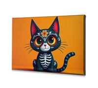 Easter Decor Day Of The Dead Cat Canvas Decorative Picture Dining Room Decor Spring Decor(40x60cm)