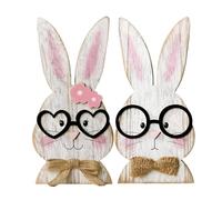 Easter Decor, Easy To Place, 2 Pieces, Wooden Bunny Decor, Easter Table Sign, Versatile Use, For Kitchen Living Room Workplace Shelf Mantel Entryway Indoor