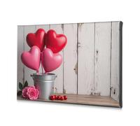 Easter Decor Heart-Shaped Balloons In A Bucket With Cherries. Canvas Decorative Picture Dining Room Decor Spring Decor(20x30cm)