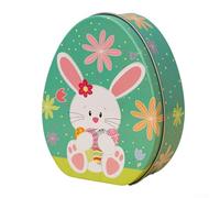 Easter Decoration Bunny Egg Shaped Tin Box Candy Storage Container for Kids, Colorful Metal Easter Box 12x9x5cm(C)