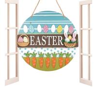 Easter Decoration Door Wall Signs, Wooden Easter Welcome Signs - Cartoon Bunny Egg Welcome Sign - Colorful Hanging Decor Glow