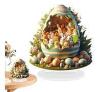 Easter Decoration for Home | 2D Acrylic Table Ornament with Rabbit and Eggs Design | Easter Decor for Indoor Kitchen Coffee Table Office Living Room Party Wedding Home Office