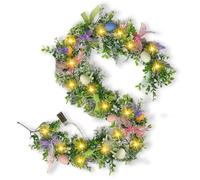 Easter Decoration Garland with Lighting, 1.8 m Easter Garland Artificial with LED Fairy Lights, Easter Decoration Garland Spring with Easter Eggs, Spring Decoration Garland Battery Operated for Indoor