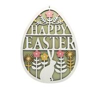Easter Decoration Hanging Signs Spring Rabbit Door Decoration Easter Happy Family Party Ornament Set Ceramic (One Size)
