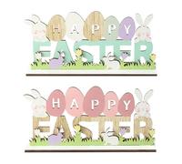 Easter Decoration Wooden Rabbit 2 Pieces 20x10.2 cm Wooden Easter Decoration Figure for Table Window or Desk Colorful Spring Decoration for Easter Indoor