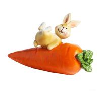 Easter decorations, 1 Pack, cute bunny resin ornaments, holding carrot design, indoor outdoor decor, spring holiday home table display(B)