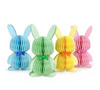 Easter Decorations, 4 PCS Easter Bunny Honeycomb Colorful Easter Centerpiece Table Decorations for Easter, Egg Hunt, Birthday, Bunny Themed Party, Spring Garden Party