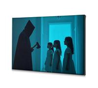 Easter Decorations A Hooded Figure With An Axe Confronts Three Girls In White Dresses. Canvas Decorative Picture Bathroom Wall Decor Easter Wall Decor(30x40cm)