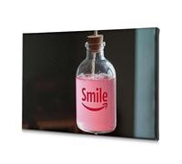Easter Decorations A Pink Bottle With "Smile" Printed On It. Canvas Decorative Picture Bathroom Art Wall Decor Picture Hanging Kit(20x30cm)