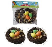 PMS Easter Decorations, Bonnet Arts and Crafts, Egg Hunt - 2 x Nests with Glitter Eggs