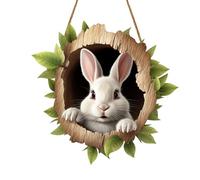 Easter Decorations Easter Bunny Rabbit Hole Door Sign Wooden Easter Garden Pendant Ornament for Festive Home and Party Entrance Long Party Decoration Easter Party Game Supply