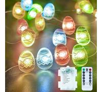 Easter Decorations Easter Egg Lights, Pastel Fairy Lights Battery Operated with Remote & 8 Modes & Timer, Waterproof Twinkle String Light Indoor Outdoor for Spring Themed Party Home Decor (Multicolor)