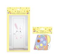 Easter Decorations - Easter Home Decor - Easter Bunny Door Stickers, Happy Easter Banner Wall Decor - Easter Decorations Outdoor and Indoor Sticker Set