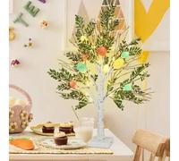 Easter Decorations Easter Tree with Eggs, 23.6 Inch Lighted Easter Trees, Light Up Birch Trees with EasterEgg, Light Up Tabletop Bonsai Tree for Table Home Holiday Spring Decor