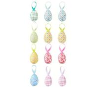 Easter Decorations Eggs, Set of 24 Hanging Decorative Eggs with Ribbon for Easter Tree, Wreath, Garland, Spring Home Decor, Easter Basket Fillers and Party Favors (Floral Polka Dot Patterns)