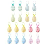 Easter Decorations Eggs, Set of 24 Hanging Decorative Eggs with Ribbon for Easter Tree, Wreath, Garland, Spring Home Decor, Easter Basket Fillers and Party Favors (Floral Polka Dot Patterns)