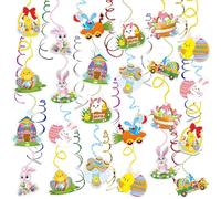 Easter Decorations for Home Decor - Easter Danner Kit, Happy Easter Banners with 3D Bunny Backdrop for Photography Birth Party Favors for Class Office Ceiling Decor Yard Garden Outdoor
