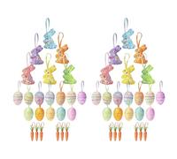 Easter Decorations for Home, Easter Ornaments for Tree Including Carrot Rabbit Eggs, Colorful Foam Glitter Hanging Decor for Party DIY Crafts, Spring Favors Basket Filler (48PCS)