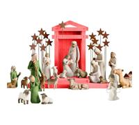 Easter Decorations for Table, Nativity Sets with 20 Figures and Stable, Jesus Statue Nativity Resin, Easter Scene & Christmas Decorations Religious & Christian for Church Indoor Home or School