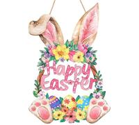 Easter Decorations Happy Easter Garland for Front Door Welcome Sign Wooden Hanging Plaque With Colorful Ears Flowers and Eggs Spring Decorations for yard Wall Home Outdoor Indoor Supply