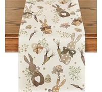 Easter Decorations Happy Easter Table Runner,Carrots Bunny Rabbits Easter Table Runner,Spring Table Decoration for Kitchen,Easter Brunch,or Outdoor Party Dining,Waterproof & Reusable,33x183 cm
