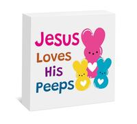 Easter Decorations Jesus Gifts for Women Bunny Gifts for Women Funny Bunny Wood Box Sign Religious Christian Gift Office Gift for Coworkers Christmas Birthday Present Wooden Box Sign