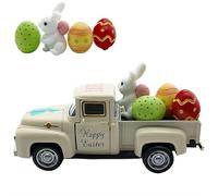 Easter Decorations,Mini Cars Diecast Collectibles with Eggs & Bunny Easter Home Decor Car Models,Tiered Tray Decor for Table Spring Farm-Style Ornaments for Home Kitchen Office Keepsake Gifts