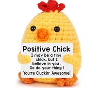 Easter Decorations Positive Crochet Animals Mini Chicken Emotional Plush Support Handmade Chick Easter Basket Essentials Stuffers Graduation Birthday Gifts for Women Men Cheer Up Support Gift Ideas