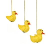 Easter Decorations, Set of 3 Hanging Easter Chicks Felt Baubles, Fun Novelty Baubles, Cute Yellow Ducks Decoration, Handmade Wool Birds Figurine, Felt Animal, Cute Festive Ornament