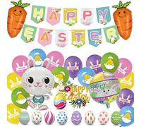 Easter Decorations Set rabbit balloons Happy Easter Banner Garlands Colorful easter egg balloons Cake Toppers Cute Bunny Carrot Foil Balloon