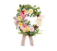 Easter Decorations Wreath for Front Door Spring Summer Bunny Flower Garland Artifical Wall Decor Accessories for Home Farmhouse Party 13inch
