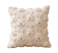 Easter Decorative Throw Pillow Covers, Cute 3D Tufted Bunny Rabbit & Eggs Soft Chenille Cushion Cases, Spring Farmhouse Home Decor for Sofa Couch Living Room Bedroom (Beige_50x50cm)
