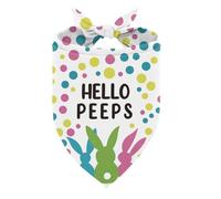 Easter Dog Bandana, Hello Peeps Bunny Print Triangle Pet Scarf, Adjustable Comfortable Colorful Polka Pattern Pet Accessories for Small Medium Dogs, Easter for Dog Lovers