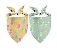 Easter Dog Bandanas Puppy Scarf - Easter Bunny Peeps Dog Outfits - 2 Pcs Adjustable Triangle Double-Layer Reversible Pet Bandanas for Small Medium Large Dogs