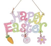 Easter Door Hanging Decor, Easter Wreaths for Front Door Cute Flower Bunny Pendant Happy Easter Wooden Sign Holiday Plaque Ornament Decor for Home Porch Wall Room Farmhouse Decoration