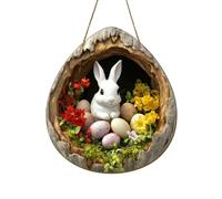 Easter Door Sign Easter Pendant Wooden Decoration For Hanging Colourful Spring Decoration With Happy Great Rabbit Constru Poop Here Again Hand Towel (B, One Size)