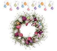 Easter Door Wreath - 17 Inch Spring Flower, Artificial Egg Decoration, Funny Holiday Wreath, Wall Hanging for the Front Door, Decorative Spring Easter Ornament for the Entrance Area, The H