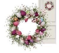 Easter Door Wreath,17inch Funny Artificial Spring Flower,Easter Wreaths for Front Door - for Indoor Outdoor Living Room Window Wall Porch Yard Patio Celebration Holiday