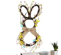Easter Door Wreath 55 x 25 x 8 cm Artificial Large Colourful Eggs - Space-Saving Easter Bunny Door Wreath - for Balcony Farmhouse School Office Outdoor Garden Yard Pathway Fence Party Holiday