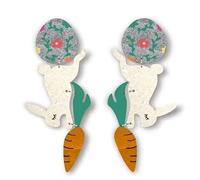 Easter Earrings Cute Colorful Egg Rabbit Dangle Earrings Lovely Bunny Carrot Drop Earrings Easter Acrylic Jewelry Happy Easter Accessories for Women Gifts, Zinc Acrylic, No Gemstone