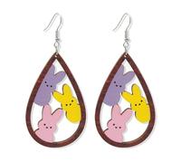 Easter Earrings For Women Colorful Wooden Dangle Bunny Earrings Spring Pearl Flower Rabbit Earrings Easter Basket Eggs Acrylic Animal Drop Earrings Holiday Happy Easter Jewelry Gift (G)