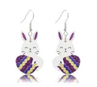 Easter Earrings For Women Colorful Wooden Dangle Bunny Earrings Spring Pearl Flower Rabbit Earrings Easter Basket Eggs Acrylic Animal Drop Earrings Holiday Happy Easter Jewelry Gift (C1)