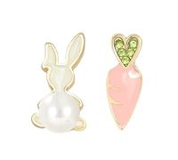 Easter Earrings For Women Colorful Wooden Dangle Bunny Earrings Spring Pearl Flower Rabbit Earrings Easter Basket Eggs Acrylic Animal Drop Earrings Holiday Happy Easter Jewelry Gift (A)