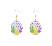 Easter Earrings for Women Glittering Acrylic Colorful Easter Egg Rabbit Dangle Earrings Spring Earring Happy Easter's Outfit Accessories, M, Acrylic, No Gemstone