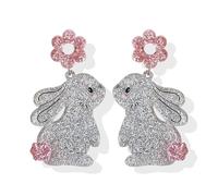 Easter Earrings for Women Peeps Bunny Earrings Cute Spring Rabbit Drop Earring Easter Basket Stuffers Decorations Gifts, Acrylic, No Gemstone