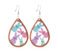 Easter Earrings Glitter Rabbit Acrylic Drop Dangle Earrings for Women Cute Animals Bunny Dangling Earrings Happy Easter Letter Cross Teardrop Hook Earrings Holiday Jewelry Gifts, acrylic, agate